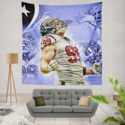 JJ Watt Houston Texans Exciting NFL Football Player Tapestry