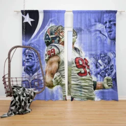 JJ Watt Houston Texans Exciting NFL Football Player Window Curtain
