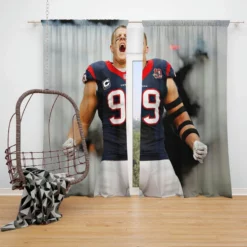 JJ Watt Professional NFL American Football Player Window Curtain