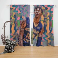 Ja Morant Energetic NBA Basketball Player Window Curtain