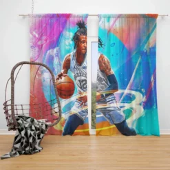 Ja Morant Strong NBA Basketball Player Window Curtain
