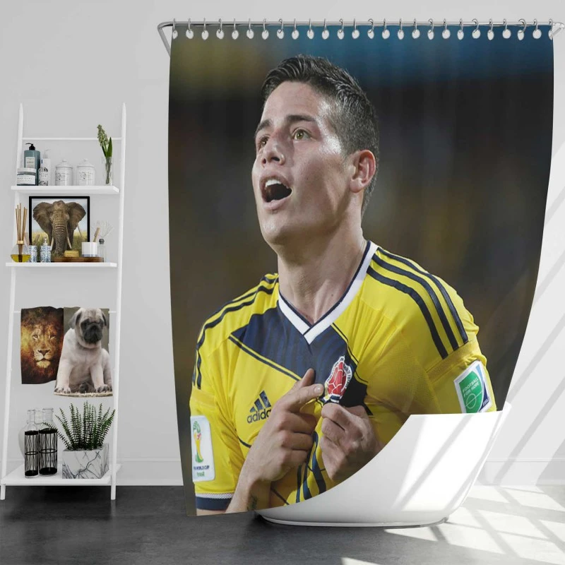 James Rodriguez Colombian Football Player Shower Curtain