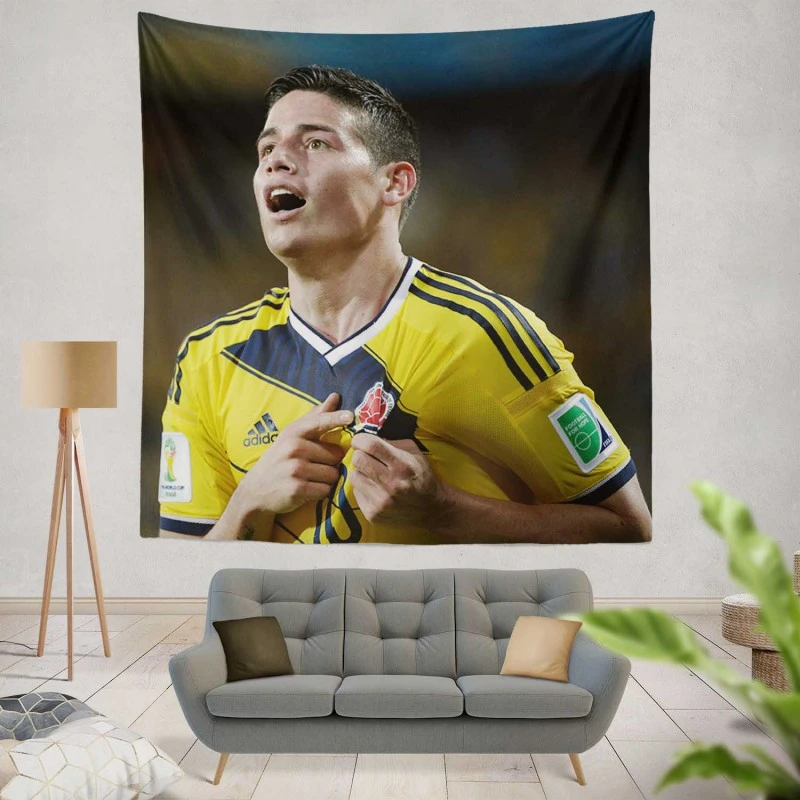 James Rodriguez Colombian Football Player Tapestry