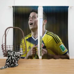 James Rodriguez Colombian Football Player Window Curtain