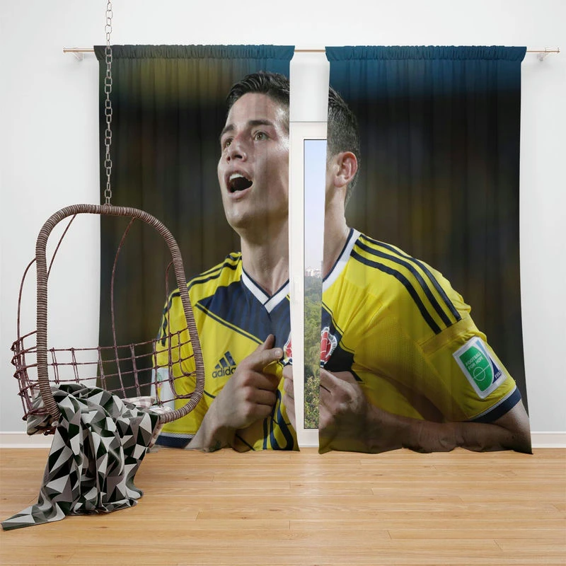 James Rodriguez Colombian Football Player Window Curtain