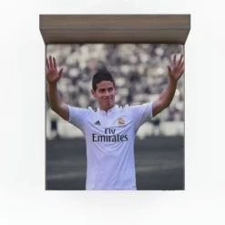 James Rodriguez Energetic Real Madrid Football Player Fitted Sheet
