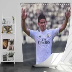 James Rodriguez Energetic Real Madrid Football Player Shower Curtain