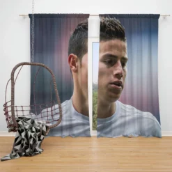 James Rodriguez Excellent Real Madrid Football Player Window Curtain