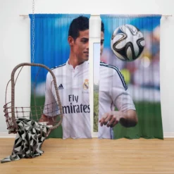 James Rodriguez Popular Real Madrid Football Player Window Curtain