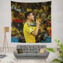 James Rodriguez Top Colombian Football Player Tapestry