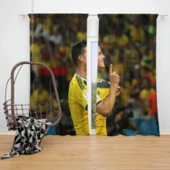 James Rodriguez Top Colombian Football Player Window Curtain