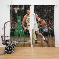 Jayson Tatum Professional NBA Basketball Player Window Curtain