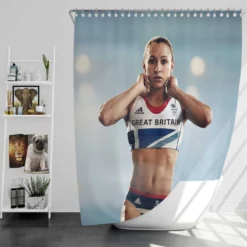 Jessica Ennis Professional Russian Athlete Long Jumper Shower Curtain