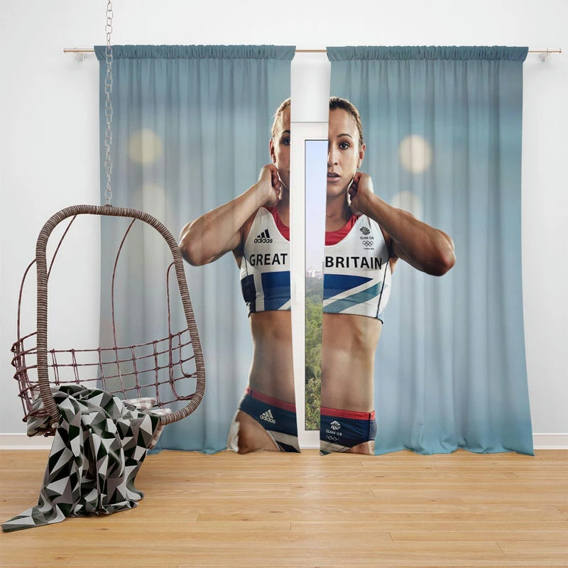 Jessica Ennis Professional Russian Athlete Long Jumper Window Curtain