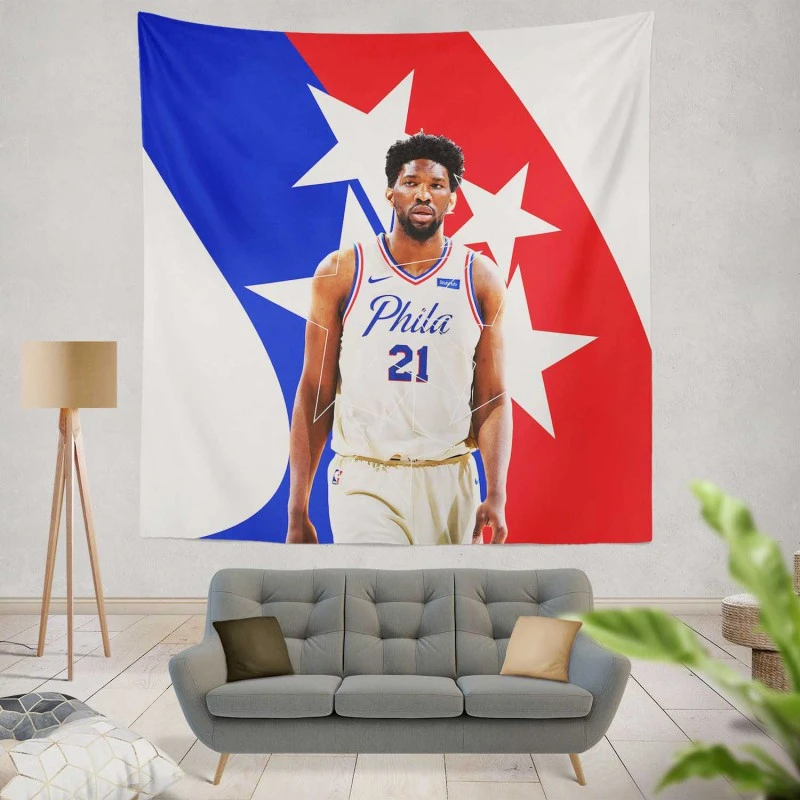 Joel Embiid Professional NBA Basketball Player Tapestry