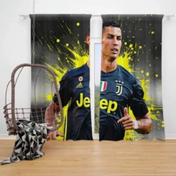Juve Coppa Italia Sports Player Cristiano Ronaldo Window Curtain