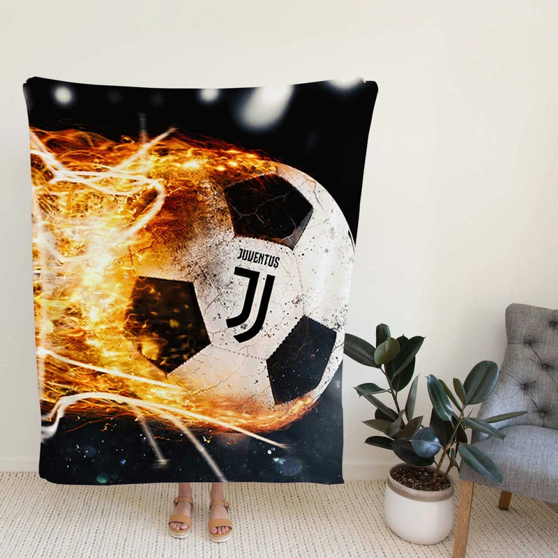 Juve Fire Ball Football Design Logo Fleece Blanket
