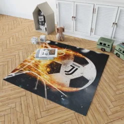 Juve Fire Ball Football Design Logo Rug 1