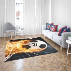 Juve Fire Ball Football Design Logo Rug 2