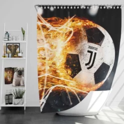 Juve Fire Ball Football Design Logo Shower Curtain