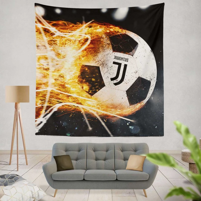 Juve Fire Ball Football Design Logo Tapestry