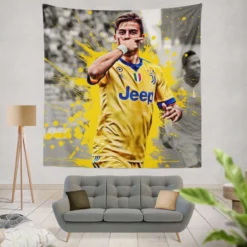 Juve Hulking Soccer Player Paulo Bruno Dybala Tapestry