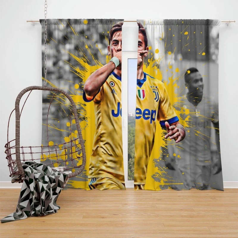 Juve Hulking Soccer Player Paulo Bruno Dybala Window Curtain