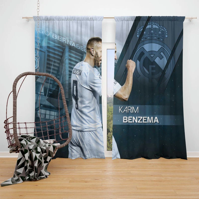 Karim Benzema Elite Madrid Sports Player Window Curtain