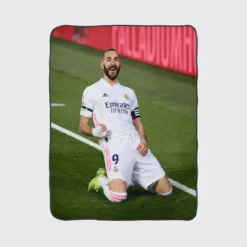 Karim Benzema Encouraging Football Player Fleece Blanket 1