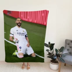 Karim Benzema Encouraging Football Player Fleece Blanket