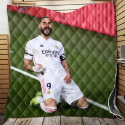 Karim Benzema Encouraging Football Player Quilt Blanket