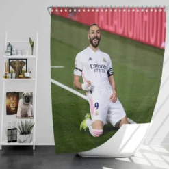Karim Benzema Encouraging Football Player Shower Curtain