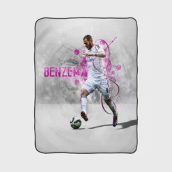 Karim Benzema Energetic Football Player Fleece Blanket 1