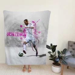 Karim Benzema Energetic Football Player Fleece Blanket