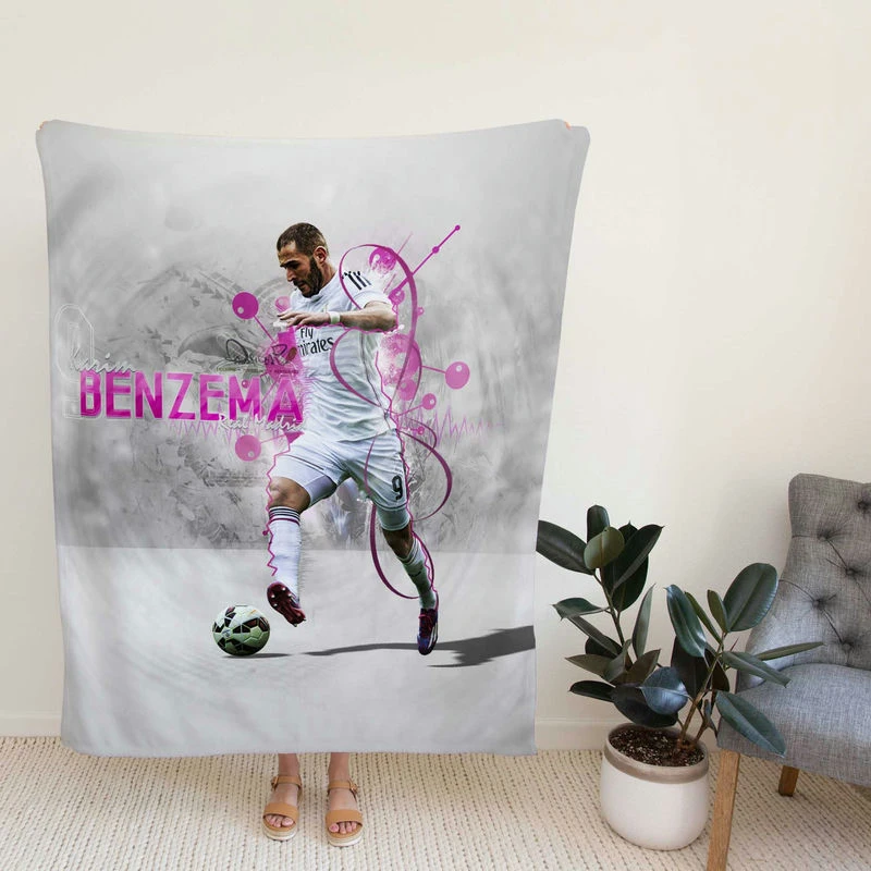 Karim Benzema Energetic Football Player Fleece Blanket