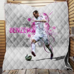 Karim Benzema Energetic Football Player Quilt Blanket
