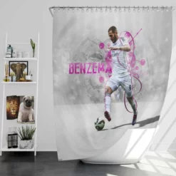 Karim Benzema Energetic Football Player Shower Curtain