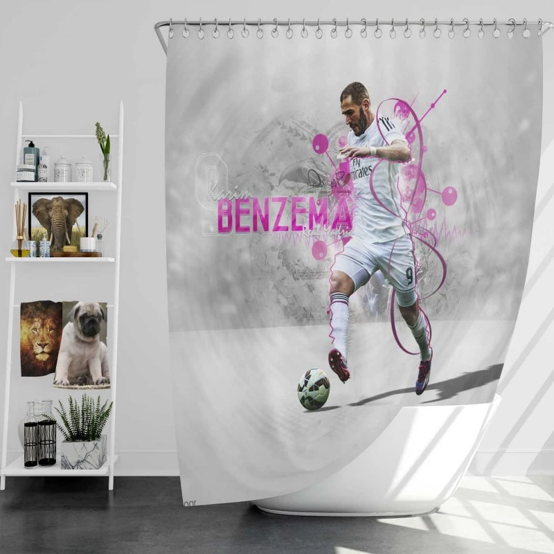 Karim Benzema Energetic Football Player Shower Curtain