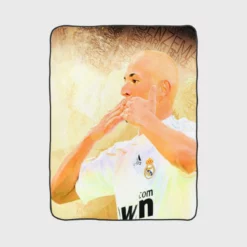 Karim Benzema Focused Football Player Fleece Blanket 1