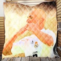 Karim Benzema Focused Football Player Quilt Blanket