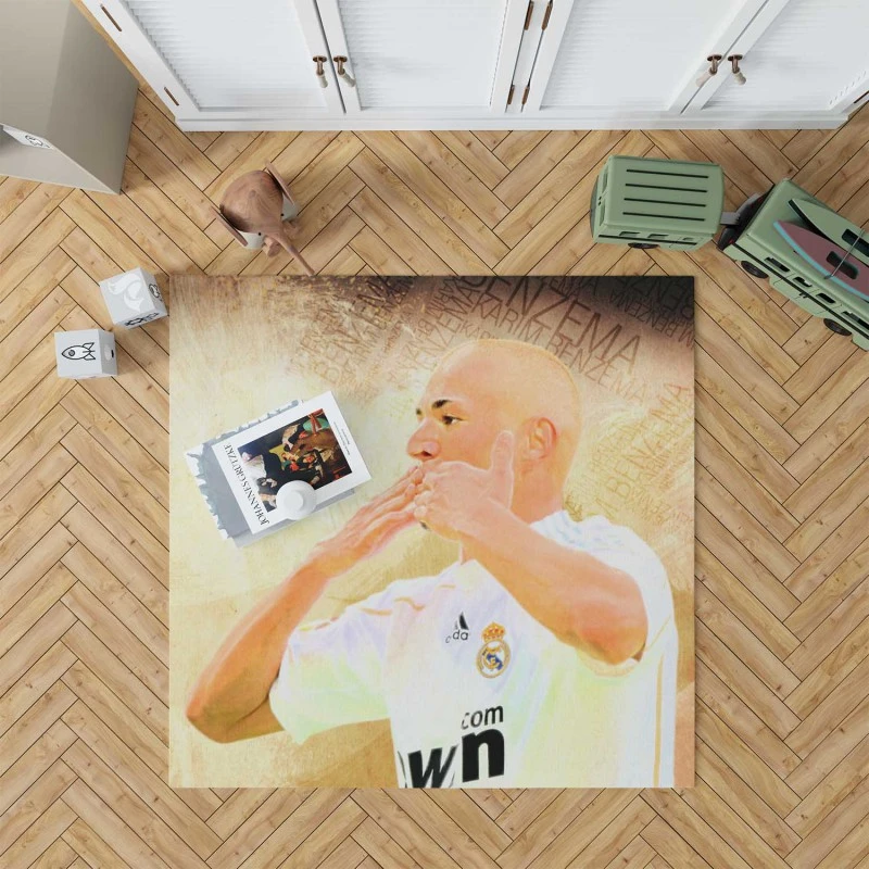 Karim Benzema Focused Football Player Rug