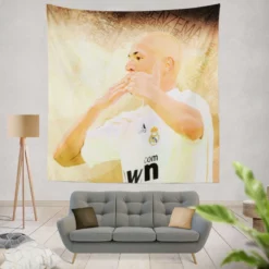 Karim Benzema Focused Football Player Tapestry