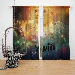 Karim Benzema Football Player Real Madrid Window Curtain