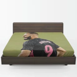 Karim Benzema Football Player in Black Fitted Sheet 1