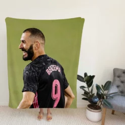 Karim Benzema Football Player in Black Fleece Blanket