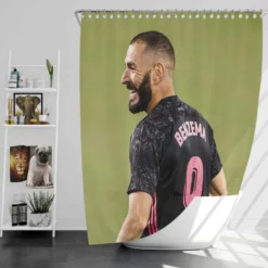 Karim Benzema Football Player in Black Shower Curtain
