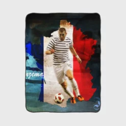 Karim Benzema France Stripe Jersey Football Player Fleece Blanket 1