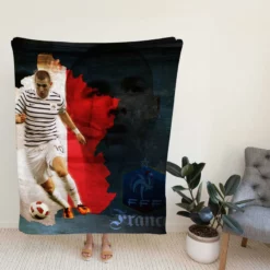 Karim Benzema France Stripe Jersey Football Player Fleece Blanket
