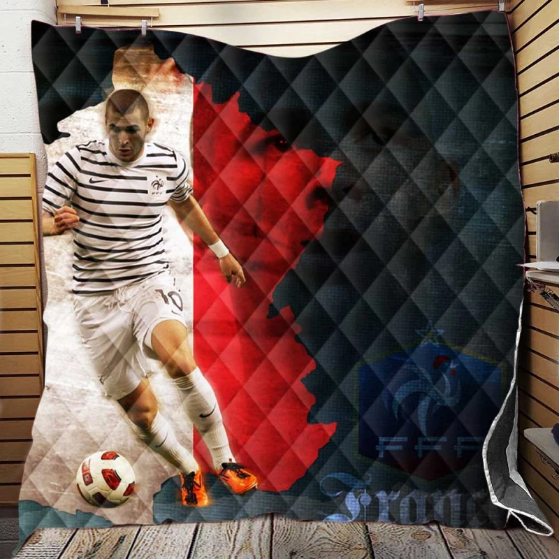 Karim Benzema France Stripe Jersey Football Player Quilt Blanket