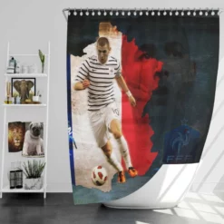 Karim Benzema France Stripe Jersey Football Player Shower Curtain
